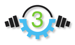 Fit Repair Pros logo featuring a gear and dumbbells, symbolizing commercial fitness equipment repair and maintenance services.