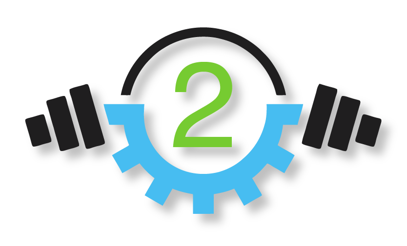 Fitness equipment repair logo featuring a stylized gear and dumbbells, emphasizing maintenance and service.