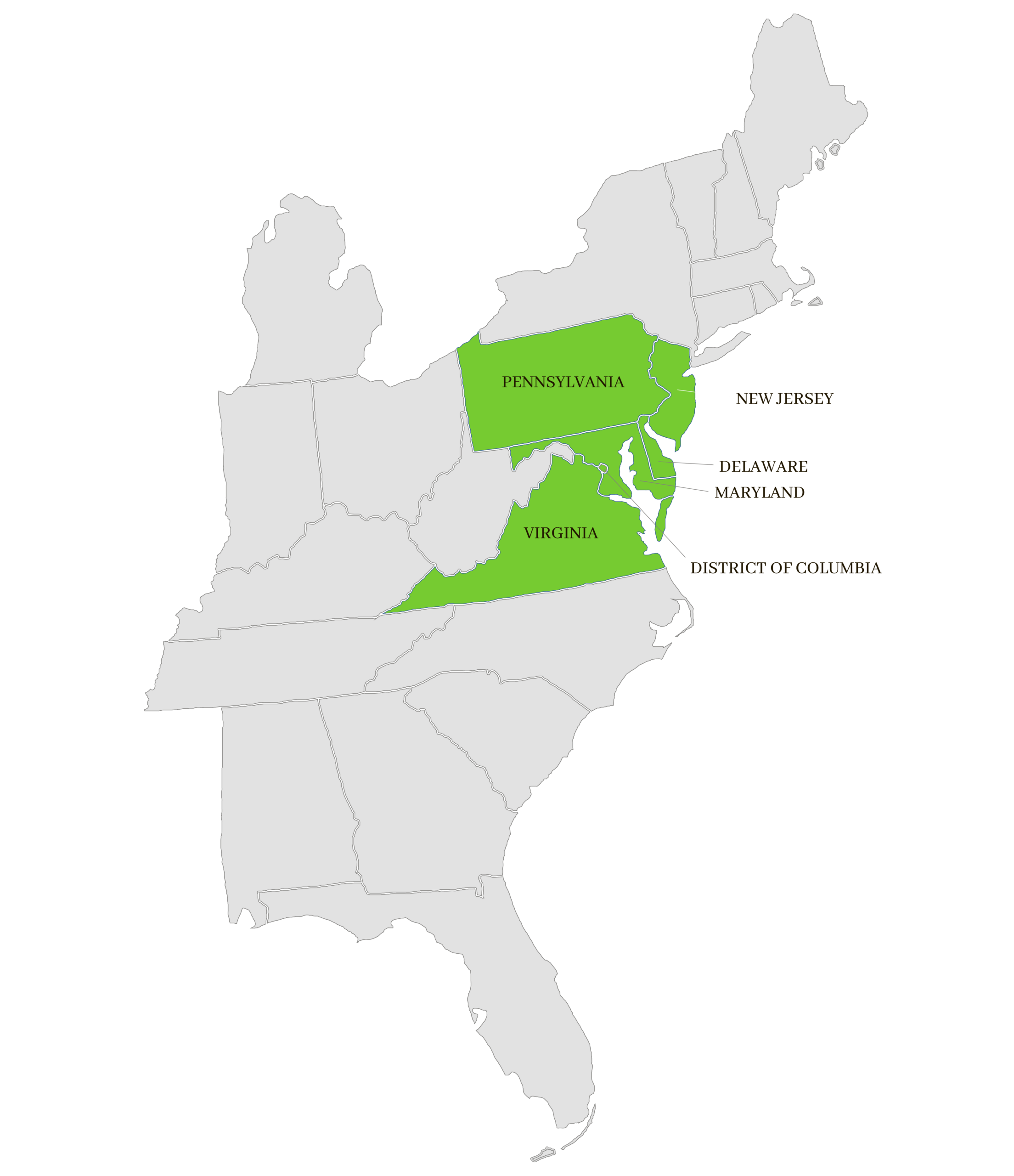 Map highlighting service areas for Fit Repair Pros in Delaware, Pennsylvania, Maryland, Washington D.C., Virginia, and New Jersey.