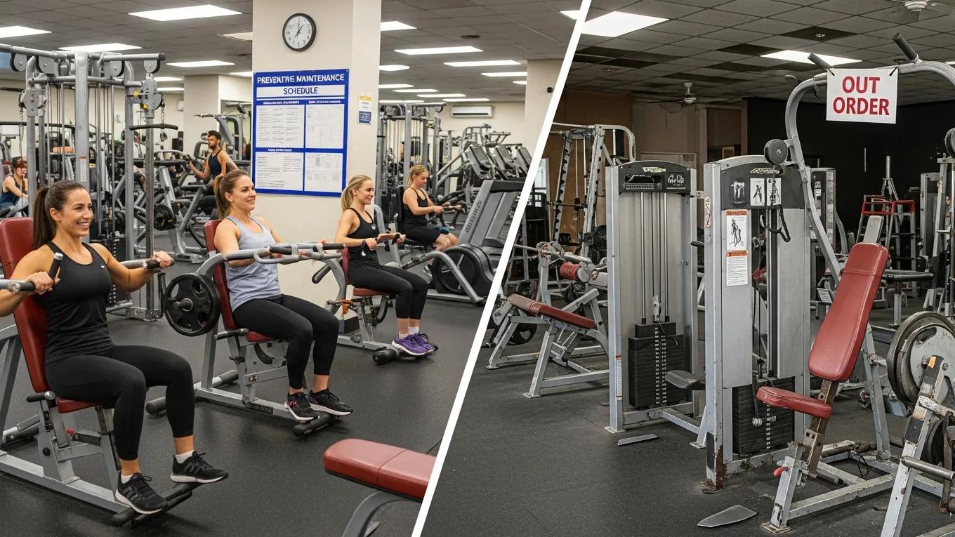 Visual representation of the benefits of preventive maintenance in gym operations